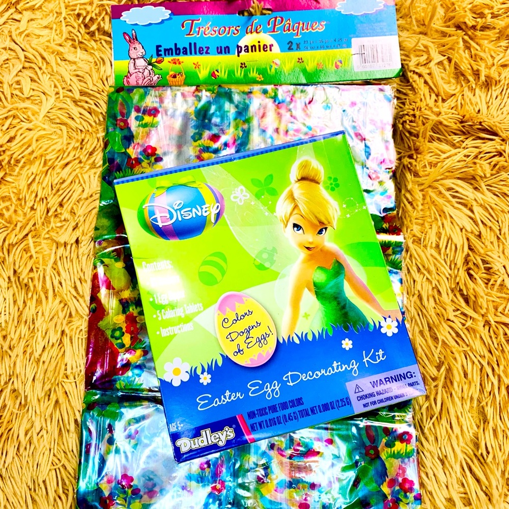 Disney Tinkerbell Easter Egg Decorating Kit & Easter Bunny Rabbit plastic bags